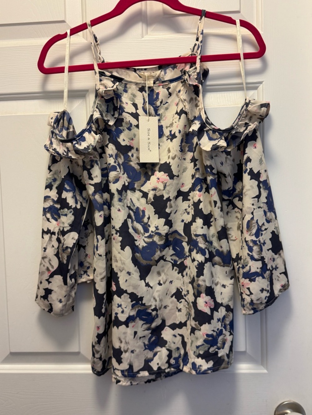 Sim & Sam Cold-Shoulder Floral Blouse